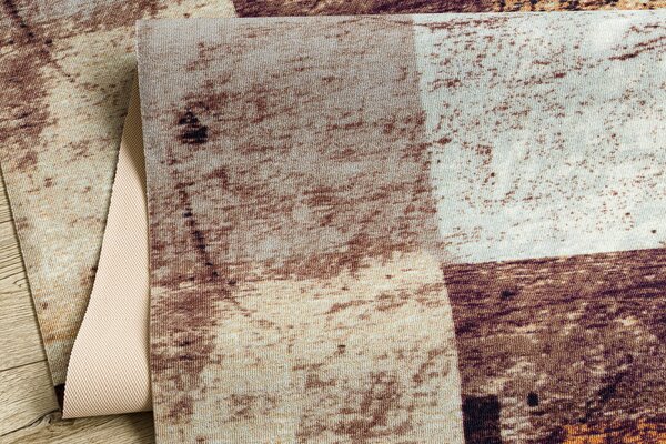Associated Weavers Běhoun pogumovaný DIGITAL - SQUARES Geometrický Moderní béžový hnědý Šíře: 65 cm