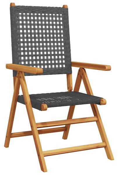 7dílný zahradní jídelní set černý polyratan a masivní dřevo 3281730
