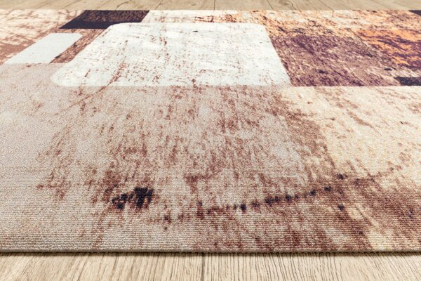 Associated Weavers Běhoun pogumovaný DIGITAL - SQUARES Geometrický Moderní béžový hnědý Šíře: 65 cm