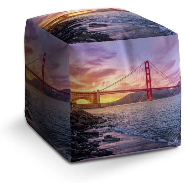 Sablio Taburet Cube Golden Gate 5 - 40x40x40 cm