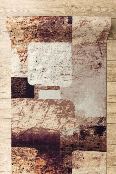 Associated Weavers Běhoun pogumovaný DIGITAL - SQUARES Geometrický Moderní béžový hnědý Šíře: 65 cm