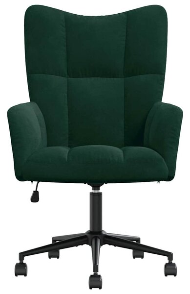Relaxační křeslo tmavě zelené samet 328174