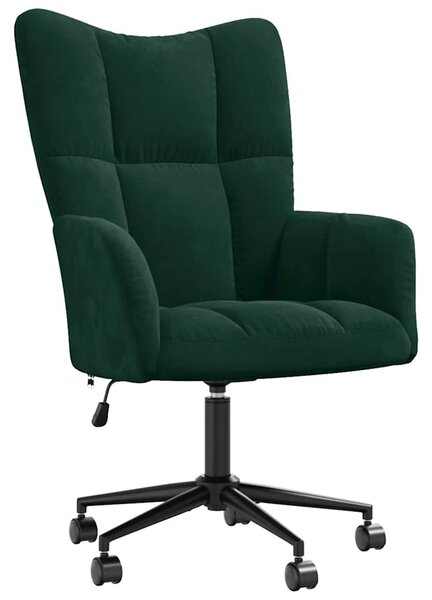 Relaxační křeslo tmavě zelené samet 328174