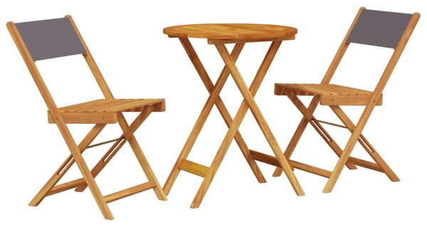 3dílný bistro set antracitový textil a masivní dřevo 3281749