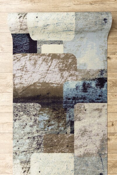 Associated Weavers Běhoun pogumovaný DIGITAL - SQUARES Geometrický Moderní modrý béžový Šíře: 65 cm