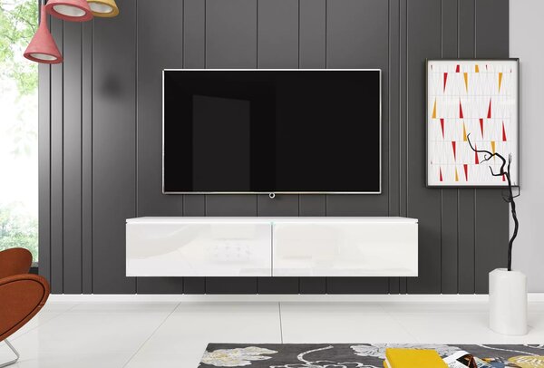 TV stolek CERIEE 140 - bílá, bílá lesklá