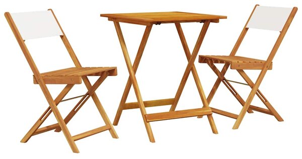 3dílný bistro set krémově bílý textil a masivní dřevo 3281760