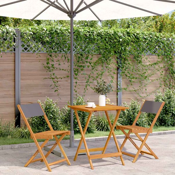 3dílný bistro set antracitový textil a masivní dřevo 3281761