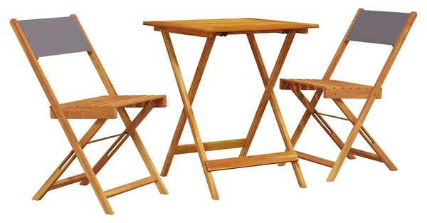 3dílný bistro set antracitový textil a masivní dřevo 3281761