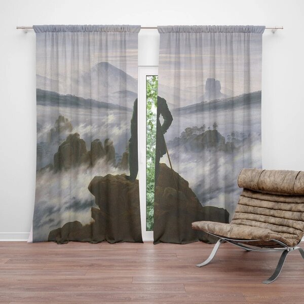 Sablio Závěs Poutník nad mořem mlhy - Caspar David Friedrich: 2ks 140x250cm