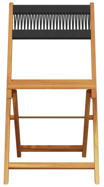 5dílný zahradní jídelní set černý polypropylen a masivní dřevo 3281781