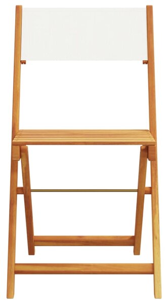 5dílný zahradní jídelní set krémově bílý textil a masivní dřevo 3281772