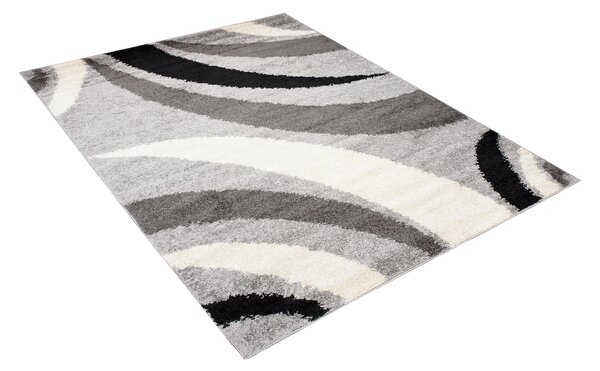 Makro Abra Kusový koberec Shaggy DELHI 7234A šedý krémový černý Rozměr: 60x100 cm