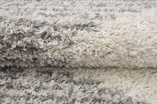 Makro Abra Kusový koberec Shaggy DELHI 4075A krémový šedý Rozměr: 80x150 cm