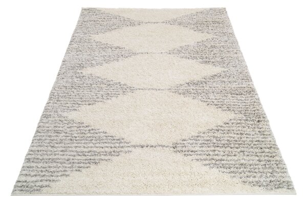 Makro Abra Kusový koberec Shaggy DELHI 4075A krémový šedý Rozměr: 80x150 cm