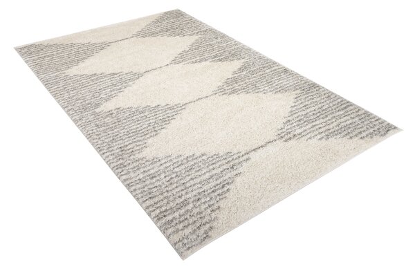 Makro Abra Kusový koberec Shaggy DELHI 4075A krémový šedý Rozměr: 80x150 cm