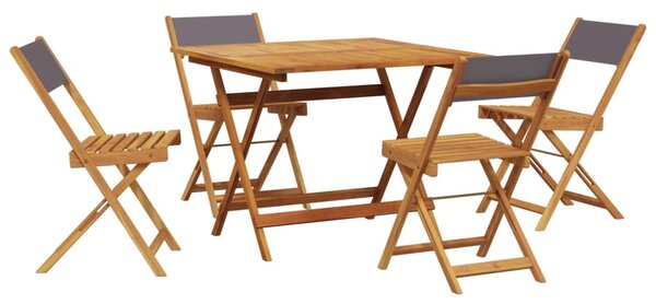 5dílný zahradní jídelní set antracitový textil a masivní dřevo 3281785