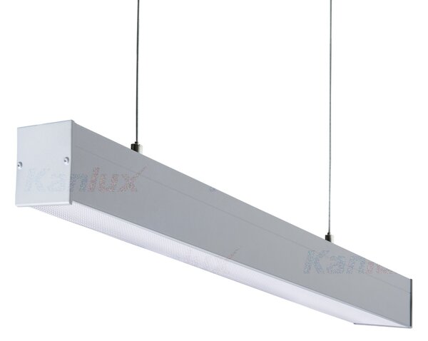 KANLUX Závěsné osvětlení pro LED trubice T8 AMADEUS, 1xG13, 36W, 124x150x6cm, stříbrné, mikroprizmatický di 28451