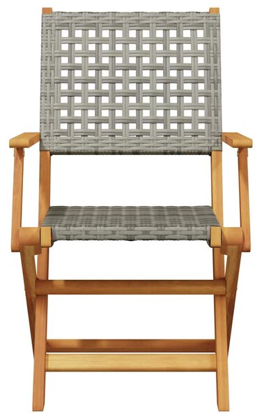 3dílný bistro set šedý polyratan a masivní dřevo 3281791