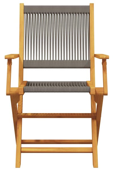 3dílný bistro set šedý polypropylen a masivní dřevo 3281794