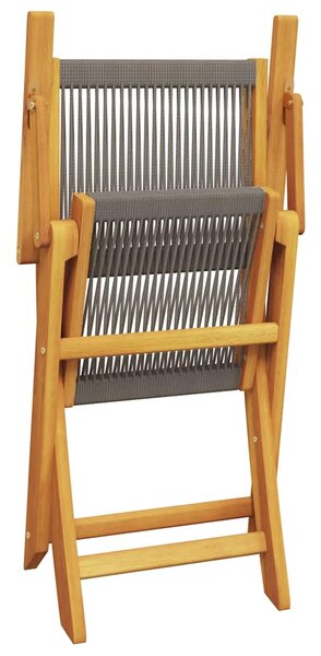 3dílný bistro set šedý polypropylen a masivní dřevo 3281794