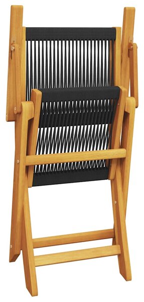 3dílný bistro set černý polypropylen a masivní dřevo 3281793