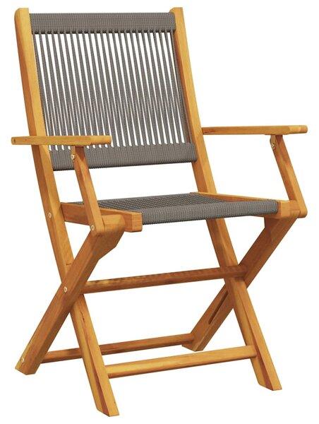 3dílný bistro set šedý polypropylen a masivní dřevo 3281794