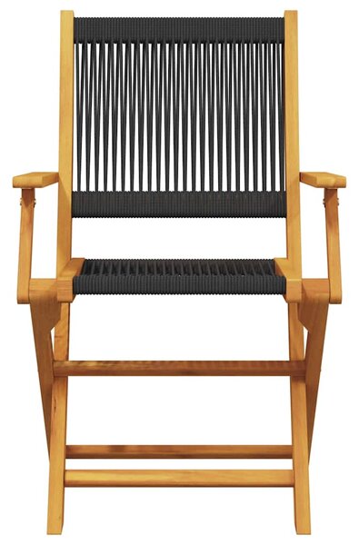 3dílný bistro set černý polypropylen a masivní dřevo 3281793