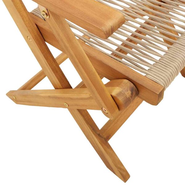 3dílný bistro set béžový polypropylen a masivní dřevo 3281795