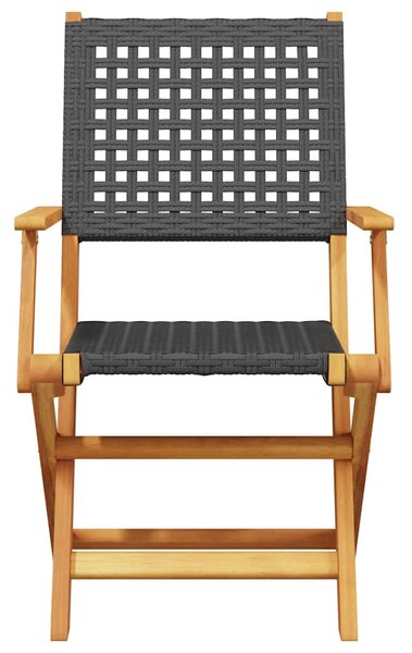 3dílný bistro set černý polyratan a masivní dřevo 3281802