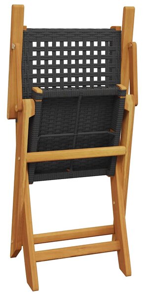 3dílný bistro set černý polyratan a masivní dřevo 3281802