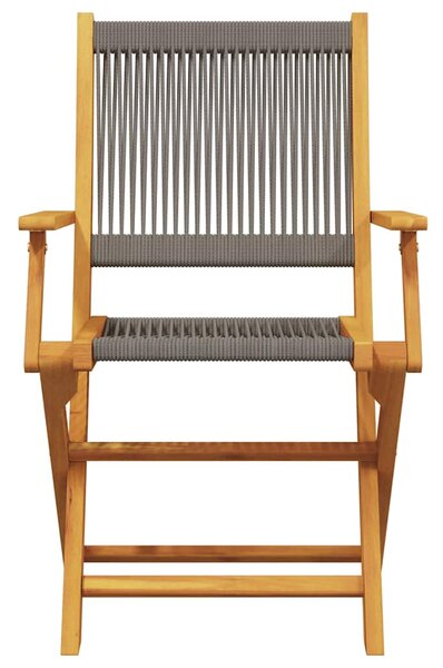 3dílný bistro set šedý polypropylen a masivní dřevo 3281806