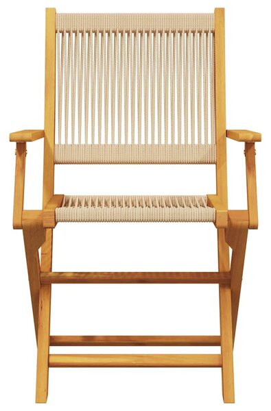 3dílný bistro set béžový polypropylen a masivní dřevo 3281807