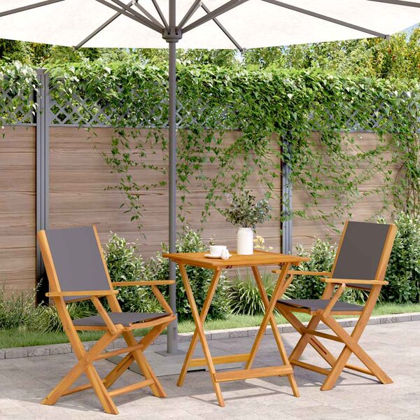 3dílný bistro set antracitový textil a masivní dřevo 3281809