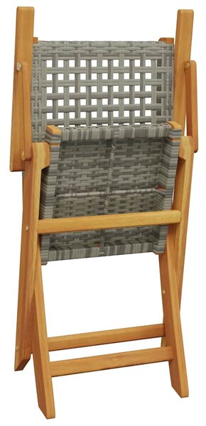 3dílný bistro set šedý polyratan a masivní dřevo 3281803