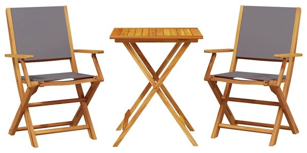 3dílný bistro set antracitový textil a masivní dřevo 3281809