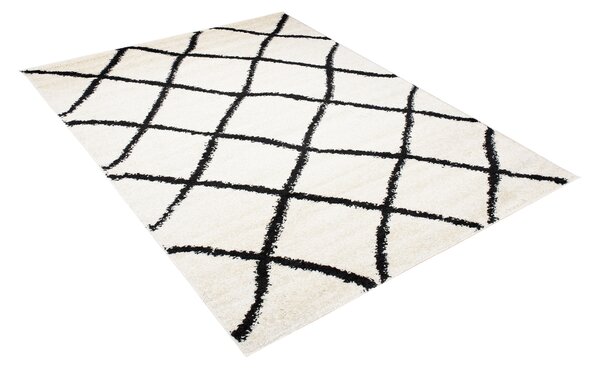 Makro Abra Kusový koberec Shaggy DELHI 6062A krémový černý Rozměr: 60x100 cm