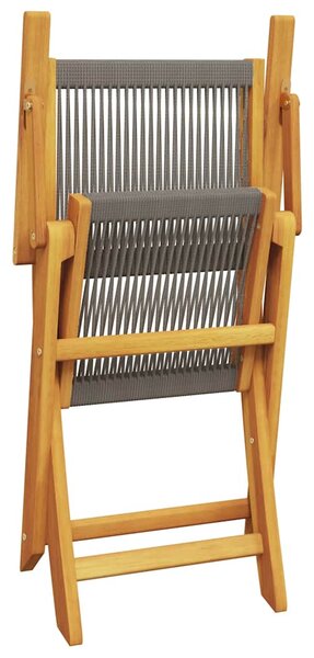 3dílný bistro set šedý polypropylen a masivní dřevo 3281806