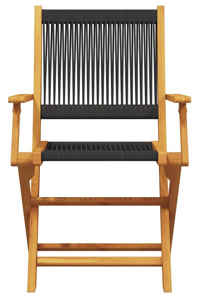 3dílný bistro set černý polypropylen a masivní dřevo 3281805