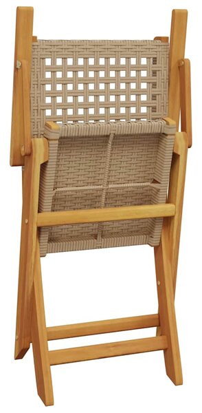 3dílný bistro set béžový polyratan a masivní dřevo 3281804