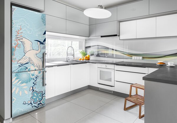 Nálepka fototapeta lednička Jeřáb a květiny FridgeStick-70x190-f-59831388