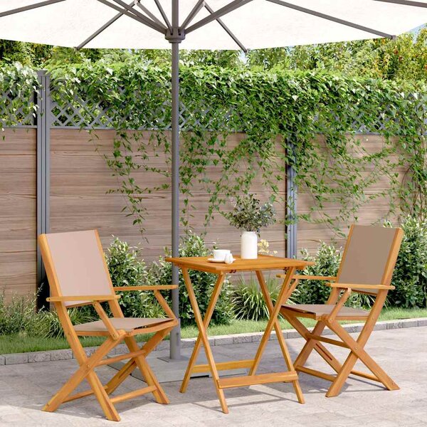 3dílný bistro set taupe textil a masivní dřevo 3281810