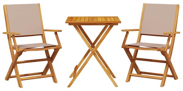 3dílný bistro set taupe textil a masivní dřevo 3281810