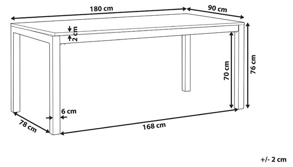 Zahradní jídelní stůl GROSSETO 180 cm 90 cm Bezpečnostní sklo Černá