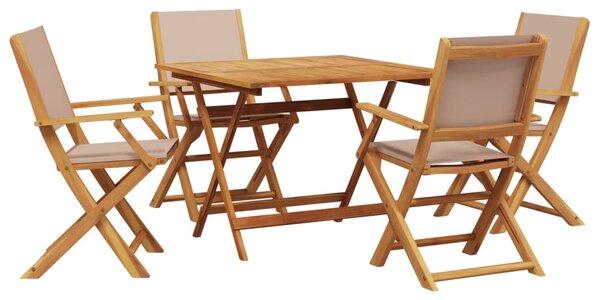 5dílný zahradní jídelní set taupe textil a masivní dřevo 3281834