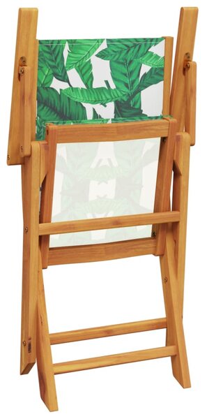 5dílný zahradní jídelní set vzor listů textil a masivní dřevo 3281836