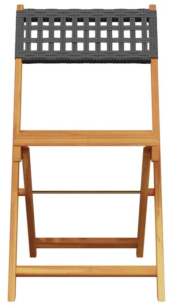 3dílný bistro set černý polyratan a masivní dřevo 3281862