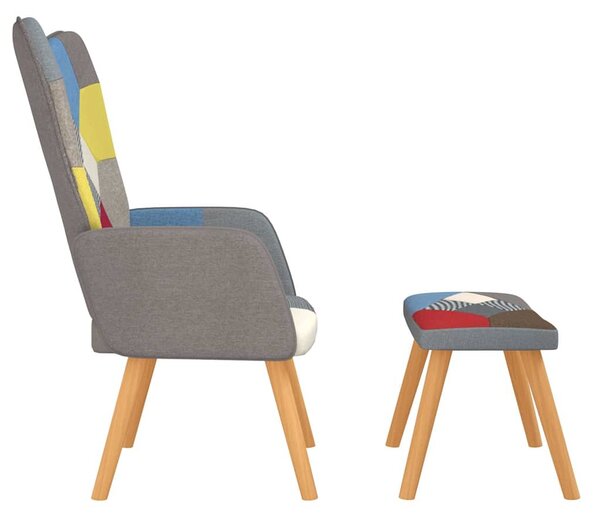 Relaxační křeslo se stoličkou patchwork textil 328184