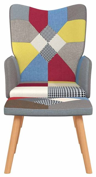Relaxační křeslo se stoličkou patchwork textil 328184