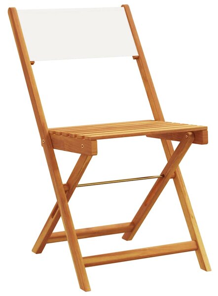 3dílný bistro set krémově bílý textil a masivní dřevo 3281868